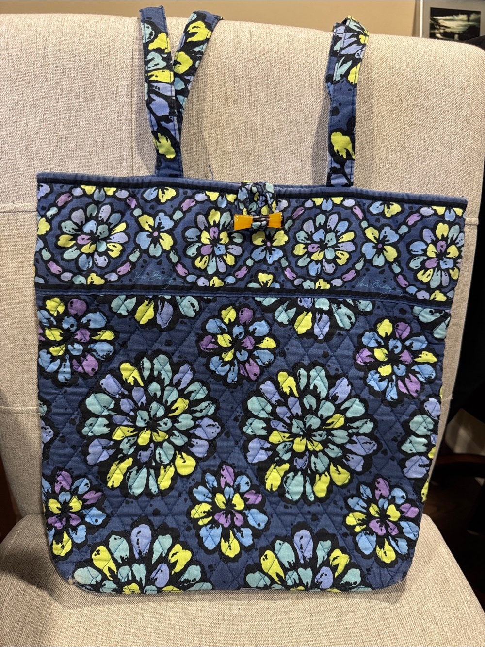 Vera Bradley Indigo Pop Blue Flower (retired) Tote Bag